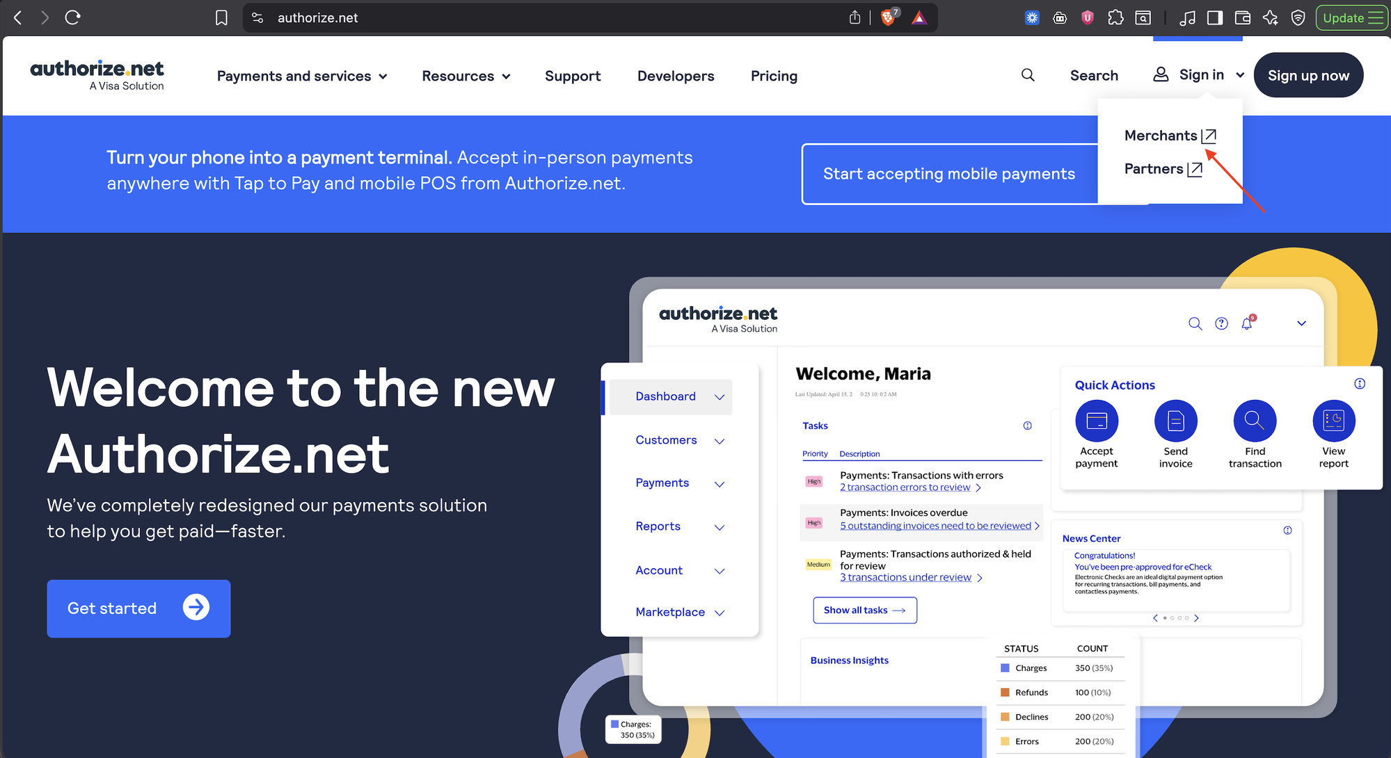 Authorize.net Sign In